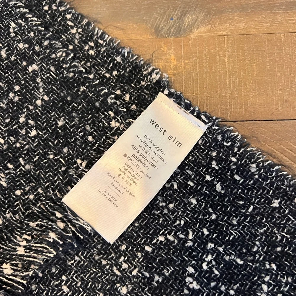 West elm navy fringe throw